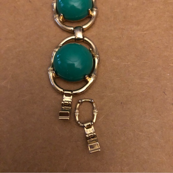 Stella Dot “Zinnia” Statement Bracelet, gold tone with green cabochons - Picture 13 of 15